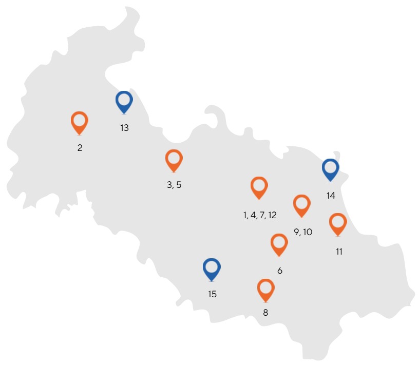 Mapa zapojených středních škol